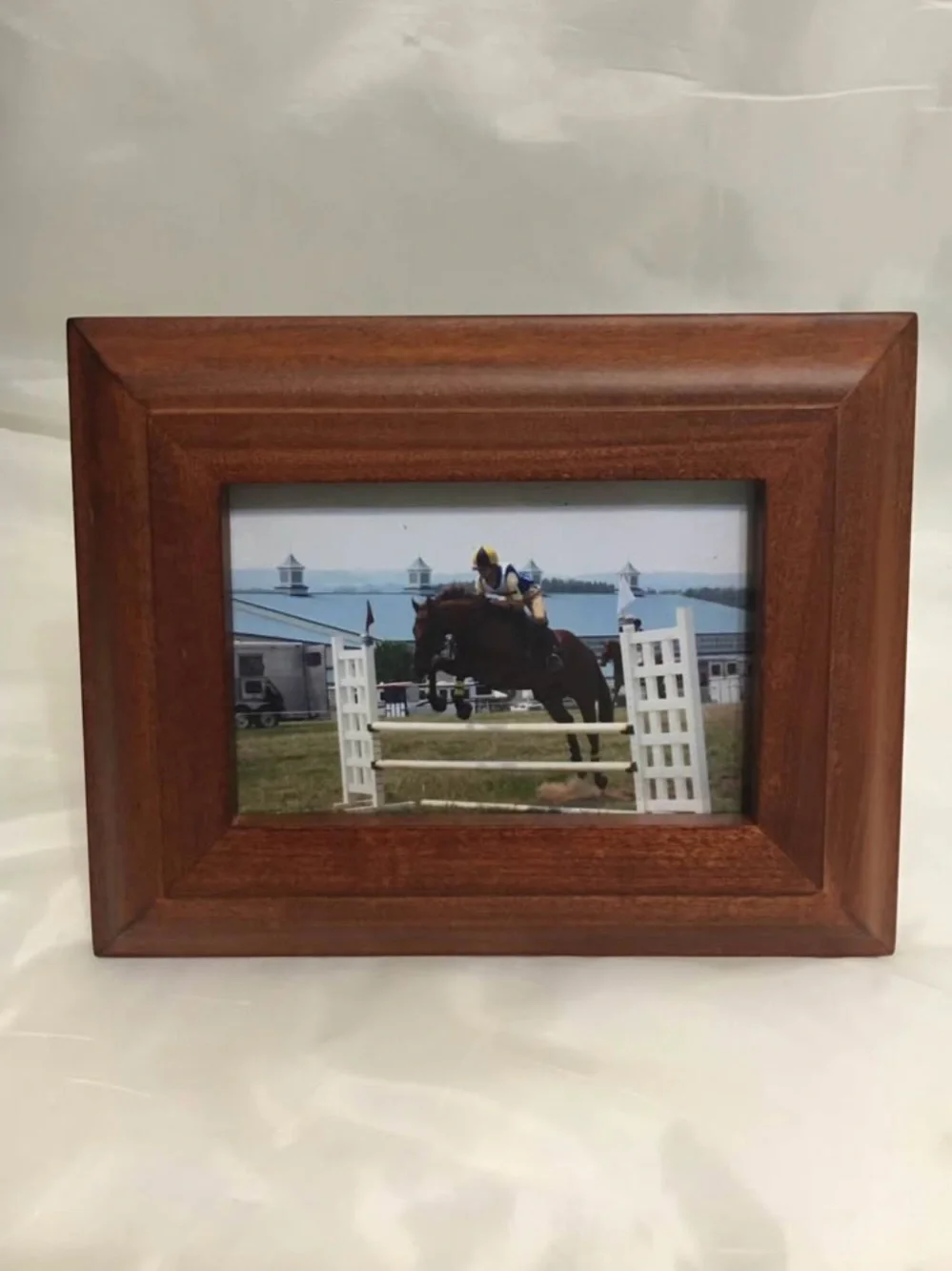 Solid Wood 4x6 Picture Frame Walnut Brown Photo Frame with Tabletop Easel stand